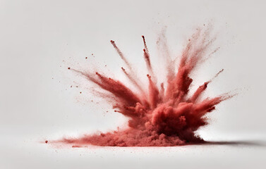 Abstract red dust explosion on white background
