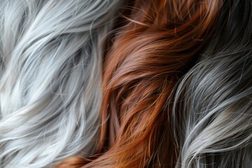 Naklejka premium Natural hair colour palette from silver to brunette
