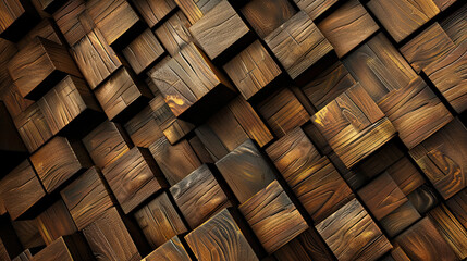 Natural Elegance: Rustic Charm of 3D Wooden Square Texture