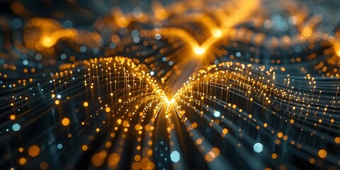 Exploring the Intricate Fiber Optic Connections in a Quantum Computing Network. Concept Quantum Computing, Fiber Optic Connections, Intricate Technology, Network Exploration - obrazy, fototapety, plakaty