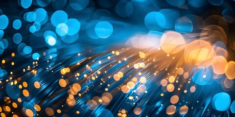 Exploring the Intricate Fiber Optic Connections in a Futuristic Quantum Computing Network. Concept Fiber Optic Technology, Quantum Computing, Network Infrastructure, Advanced Connectivity - obrazy, fototapety, plakaty