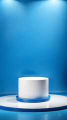 Blue Display Background, Product Display Podium platform, studio stage pedestal light, abstract blue scene, minimal s modern interior, ad, podium platform, product presentation space, advertisement