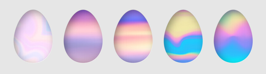 Holographic Easter Eggs Display. Vector illustration