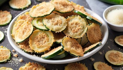 Homemade zucchini chips with breadcrumbs and parmesan - obrazy, fototapety, plakaty