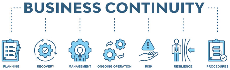 Business continuity plan banner web icon vector illustration concept for creating a system of prevention and recovery with an icon