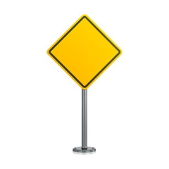 Blank yellow road sign. Isolated on transparent background.
