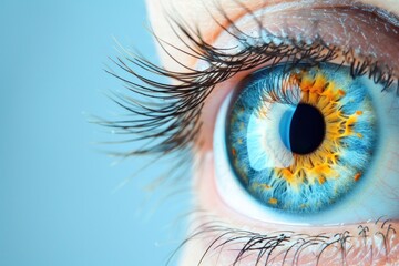 Anatomy of the human eye Isolated on blue bright background