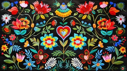 Colorful floral abundance in Matyó embroidery art.