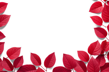 Red Tree Leaf Frame On White Background - obrazy, fototapety, plakaty