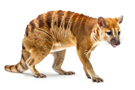 an extinct Tasmanian Tiger Thylacine Isolated on white background