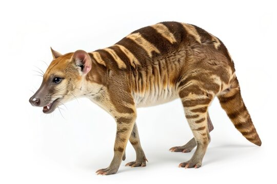 an extinct Tasmanian Tiger Thylacine Isolated on white background