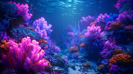 Naklejka na ściany i meble Vibrant Underwater Coral Reef in Bloom
