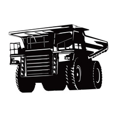 mining truck silhouette design. heavy machinery sign and symbol.