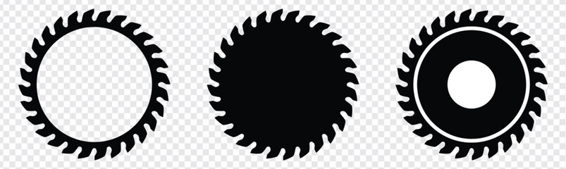 Circular saw blade for cutting wood. Flat icon. Silhouette vector