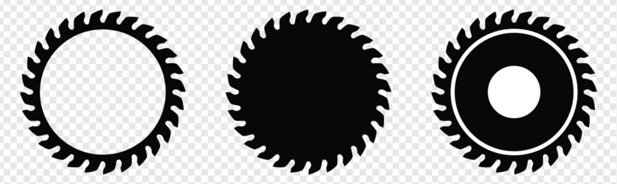 Circular saw blade for cutting wood. Flat icon. Silhouette vector