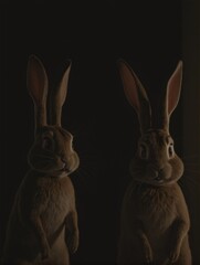 two rabbits in the dark