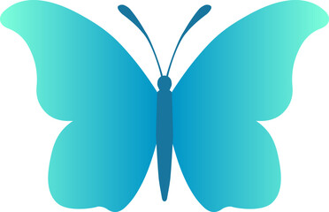 Blue butterfly icon. Vector illustration.