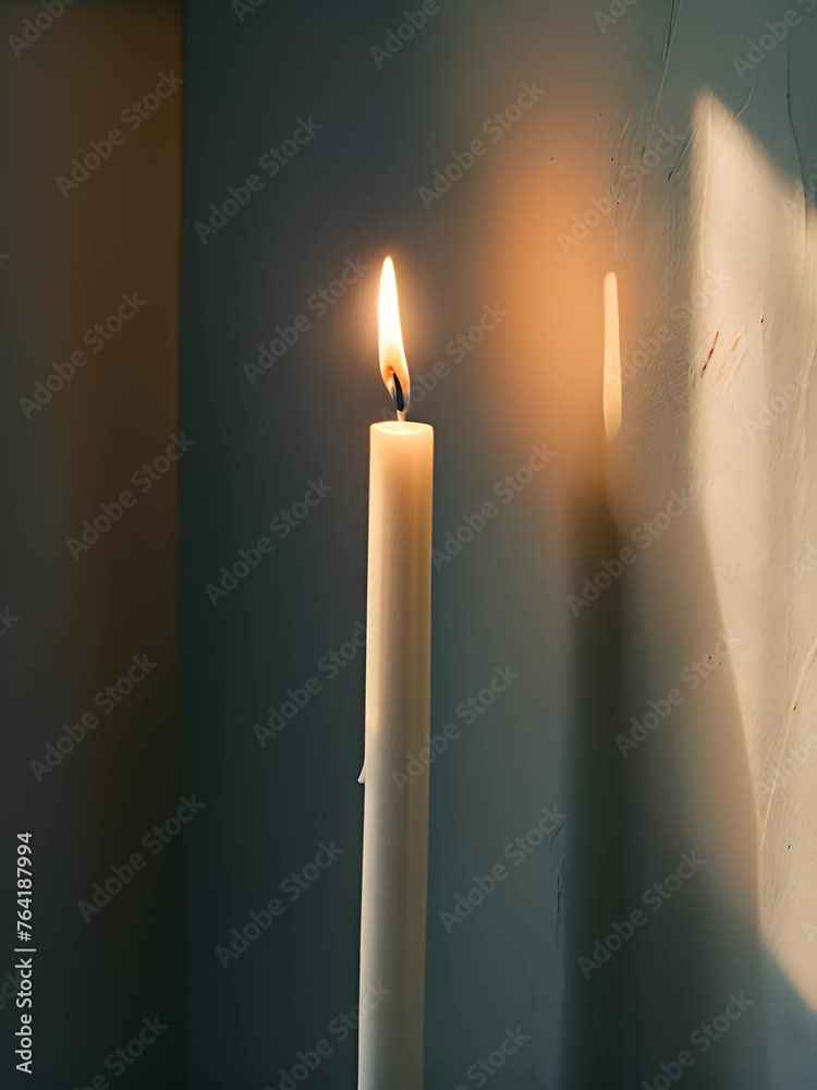 Canvas Prints two lit candles sitting next to each other on a table