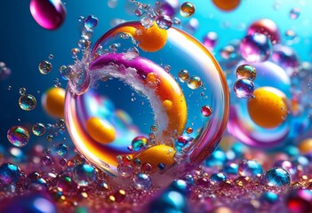 illustration, popping bubble gum bubble captured high speed, chewed, pink, sticky, blowing, bubbles, burst, flavor, stretchy, elastic, sweet, sugary - obrazy, fototapety, plakaty