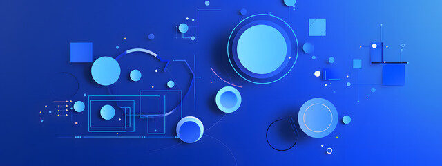 Blue background banner with abstract geometric shapes and lines, modern design for corporate presentation or business poster vector illustration