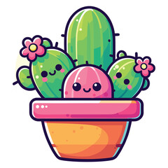 Fototapeta premium Cute Cactus in a pot vector illustration