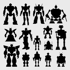 robot silhouette set