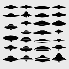 ufo icons silhouette set