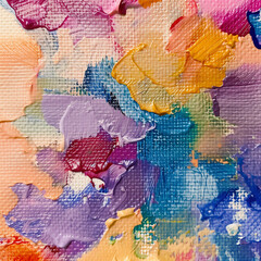Vivid Oil Paint Textures on canvas, Abstract Colorful Brush Strokes, Impasto Art on Canvas,  beautiful abstract background, fantasy, rich, AI Generation