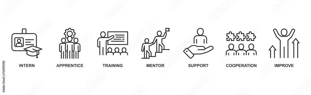 Wall mural trainee banner web icon vector illustration concept for internship training and learning program app