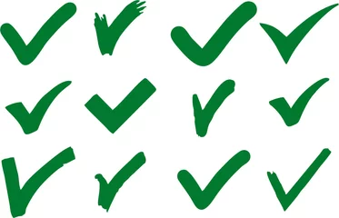 Deurstickers Check mark right or correct green icons. Different  checklist designs. Check-mark icon for business, office, poster, and web designs. Fabric print design in high HD resolution. © munir