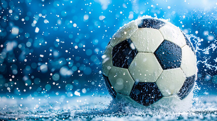 Dynamic soccer game moment, football in motion on a green field, sports competition