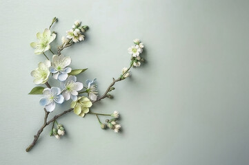 mint color flat spring blossom branch