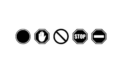 stop sign black warning traffic boards icons silhouettes set, stop, sign, board, illustration, vector, design, silhouette, silhouettes, icons,