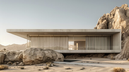 modern puristic villa in the desert