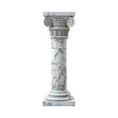 Antique marble column. Isolated on transparent background.