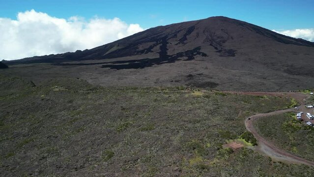 Piton de la Fournaise volcano at Reunion Island during a sunny day