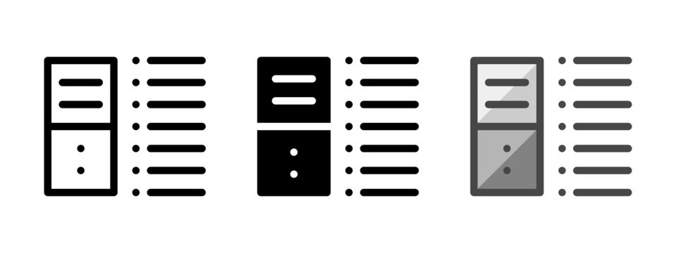 Multipurpose desktop computer vector icon in outline, glyph, filled outline style. Three icon style variants in one pack.