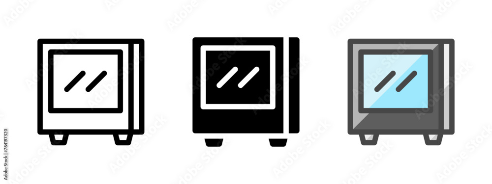 Fototapete multipurpose pc case vector icon in outline, glyph, filled outline style. three icon style variants 