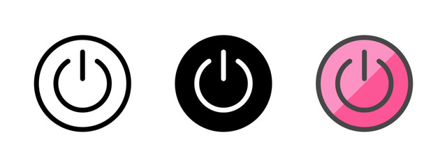 Multipurpose power button vector icon in outline, glyph, filled outline style. Three icon style variants in one pack.
