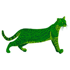 Green ocelot wild cat concept PNG Transparent, isolated fantasy animal