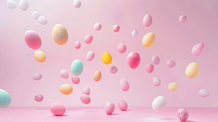 flying colorful easter eggs background