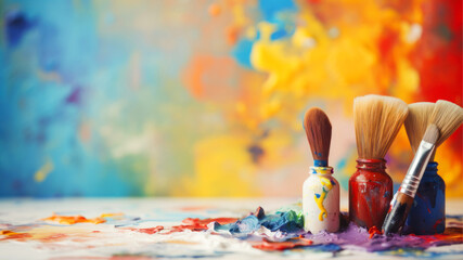 brushes and paints
