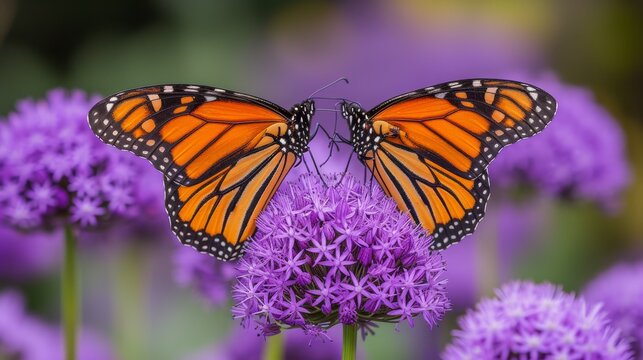  A photo of a butterfly on a purple flower with a blurred background
