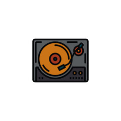 Original vector illustration. The outline icon of the vinyl record player. A design element.