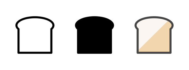 Multipurpose bread vector icon in outline, glyph, filled outline style. Three icon style variants in one pack. - obrazy, fototapety, plakaty