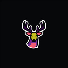 Fototapeta premium Original vector illustration. A deer icon with big horns.