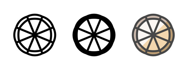 Fototapeta premium Multipurpose pie vector icon in outline, glyph, filled outline style. Three icon style variants in one pack.