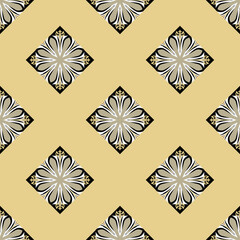 Decorative Asian folk seamless pattern. Repeating background in nomad style. Colored fabric swatch with surface design, minimal print on wallpaper, fabrics, gift wrap, templates. Vector.
