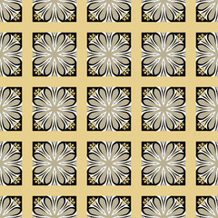 Decorative Asian folk seamless pattern. Repeating background in nomad style. Colored fabric swatch with surface design, minimal print on wallpaper, fabrics, gift wrap, templates. Vector.