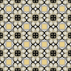 Circle frame on black background, workpiece for your design. Decorative asian ornamental elements and motifs of Kazakh, Kyrgyz, Uzbek, national Asian decor for round plate, textile and print design.